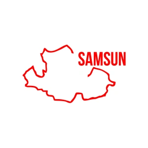 Samsun Harita Araba Sticker 17x17 Cm Kırmızı