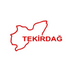Tekirdağ Harita Araba Sticker 17x17 Cm Kırmızı