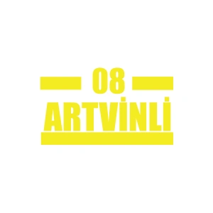 08 Artvinli Araba Sticker 17x17 Cm Sarı