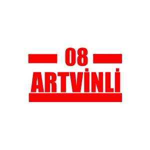 08 Artvinli Araba Sticker 17x17 Cm Kırmızı