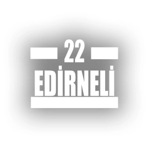 22 Edirneli Araba Sticker 17x17 Cm Beyaz