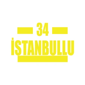 34 İstanbullu Araba Sticker 17x17 Cm Sarı