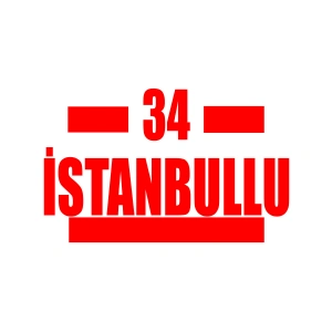 34 İstanbullu Araba Sticker 17x17 Cm Kırmızı