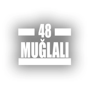 48 Muğlalı Araba Sticker 17x17 Cm Beyaz