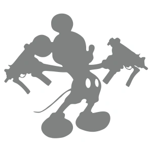 Uzi Tutan Mickey Mouse Araba Sticker 17x17 Cm Gri