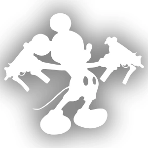 Uzi Tutan Mickey Mouse Araba Sticker 17x17 Cm Beyaz