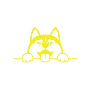 Tutunan Köpek Araba Sticker 17x17 Cm Sarı