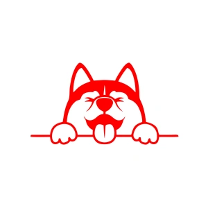 Tutunan Köpek Araba Sticker 17x17 Cm Kırmızı