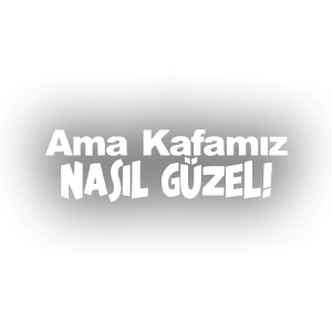 Ama Kafamız Nasıl Güzel Araba Sticker 17x17 Cm Beyaz