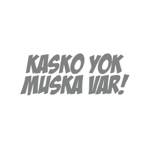 Kasko Yok Muska Var Araba Sticker 17x17 Cm Gri
