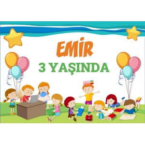 Çocuklar Temnalı Doğum Günü Afişi - 100x150 Cm