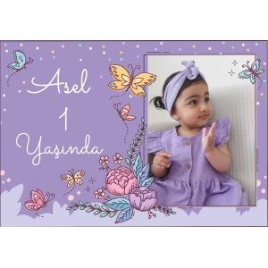 Mpr Kelebekler Temalı Doğum Günü Afişi - 100x150 Cm