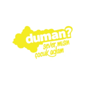 Duman Sever Misin Çocuk Adam Araba Sticker 17x17 Cm Sarı