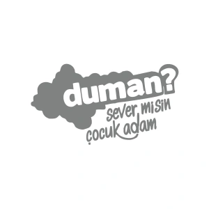 Duman Sever Misin Çocuk Adam Araba Sticker 17x17 Cm Gri