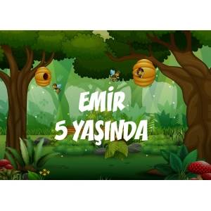 Orman Temalı Doğum Günü Afişi - 100x150 Cm