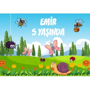 Orman ve Arılar Temalı Doğum Günü Afişi - 100x150 Cm