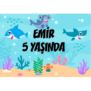 Deniz ve Balıklar Doğum Günü Afişi - 100x150 Cm