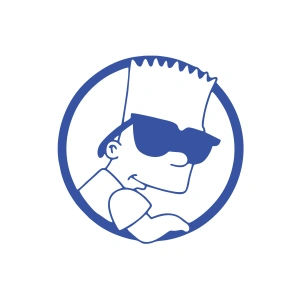 Simpsons Araba Sticker 17x17 Cm Mavi