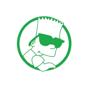 Simpsons Araba Sticker 17x17 Cm Yeşil