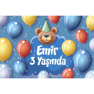 Balonlar Doğum Günü Afişi - 100x150 Cm