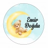 Yuvarlak Dal ve Çiçek Desenli Kına Nişan Düğün 3x3 cm özel etiket / 50 adet sticker