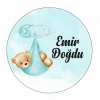 Yuvarlak Ayıcık Kına Nişan Düğün 3x3 cm özel etiket / 50 adet sticker