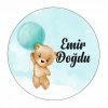 Yuvarlak Yeni Doğan Ayıcık Kına Nişan Düğün 3x3 cm özel etiket / 50 adet sticker