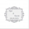 Gri Desenli Kına Nişan Düğün 3x3 cm özel etiket / 50 adet sticker