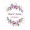 Kare çiçekli Kına Nişan Düğün 3x3 cm özel etiket / 50 adet sticker