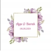 Kare çiçekli Kına Nişan Düğün 3x3 cm özel etiket / 50 adet sticker