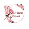 Romantik Gül Çelengi Etiketi Kına Nişan Düğün 3x3 cm özel etiket / 50 adet sticker