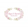 Pastel Güllü Çelenk Etiketi Kına Nişan Düğün 3x3 cm özel etiket / 50 adet sticker