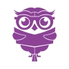 Kitap Okuyan Baykuş Sticker 17x17 Cm Mor