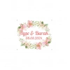 Açık Pembe ve Sarı Çiçekli Çelenk Etiketi Kına Nişan Düğün 3x3 cm özel etiket / 50 adet sticker