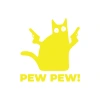 Pew Pew Kedi Sticker 17x17 Cm Sarı