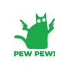 Pew Pew Kedi Sticker 17x17 Cm Yeşil