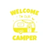 Welcome To Our Camper Sticker 17x17 Cm Sarı