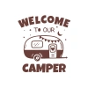 Welcome To Our Camper Sticker 17x17 Cm Kahverengi