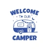 Welcome To Our Camper Sticker 17x17 Cm Mavi