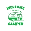 Welcome To Our Camper Sticker 17x17 Cm Yeşil