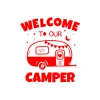 Welcome To Our Camper Sticker 17x17 Cm Kırmızı