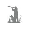 Avcı ve Av köpeği Sticker 17x17 Cm Gri