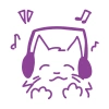 Müzik Dinleyen Kedi Sticker 17x17 Cm Mor