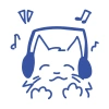 Müzik Dinleyen Kedi Sticker 17x17 Cm Mavi