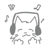 Müzik Dinleyen Kedi Sticker 17x17 Cm Gri