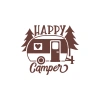Happy Camper Sticker 17x17 Cm Kahverengi