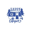 Happy Camper Sticker 17x17 Cm Mavi
