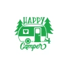 Happy Camper Sticker 17x17 Cm Yeşil