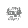 Happy Camper Sticker 17x17 Cm Gri