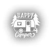 Happy Camper Sticker 17x17 Cm Beyaz